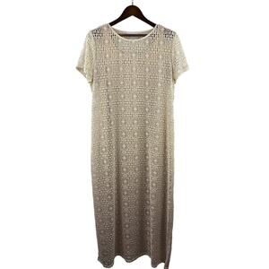 Womens Paquette Too! Size 16 Cream Knit Mesh Maxi Dress